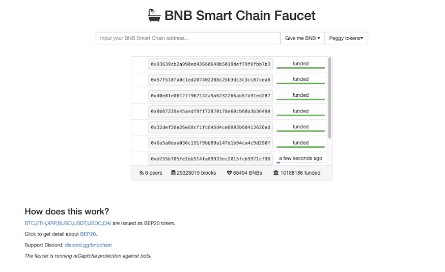 bnb faucet